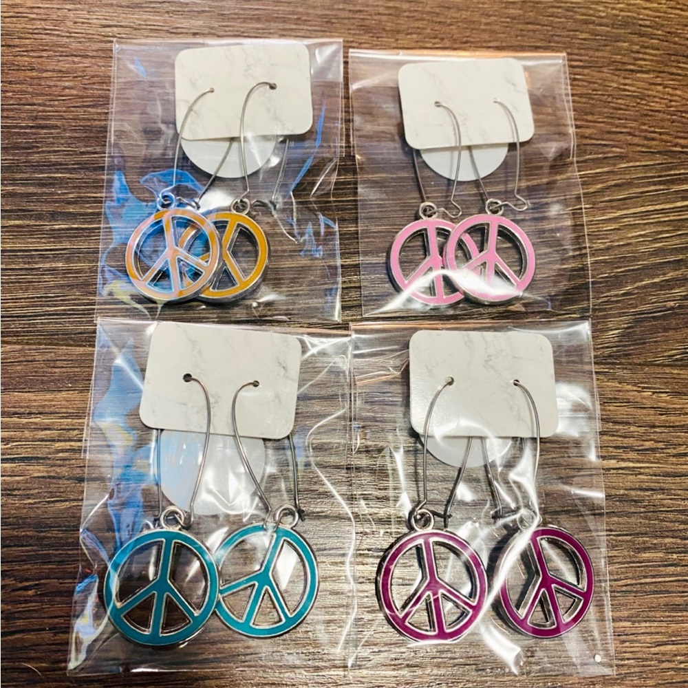 Handmade peace sign earrings